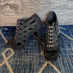 Jessica Simpson Hook & Eye Elastic Strappy Heels